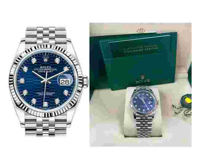 Rolex Datejust 36
                           
                                 Fluted Bezel Bright Blue Fluted Motif Diamond Dial Jubilee Bracelet 126234