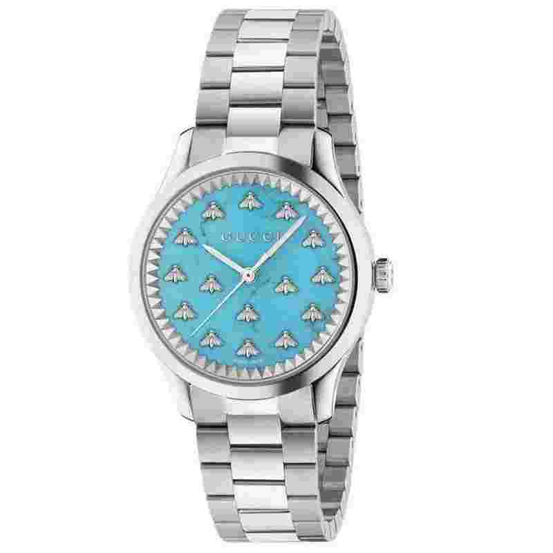 Gucci G-Timeless
                           
                                 Turquoise Stone Dial Stainless Steel Watch 32mm YA1265044