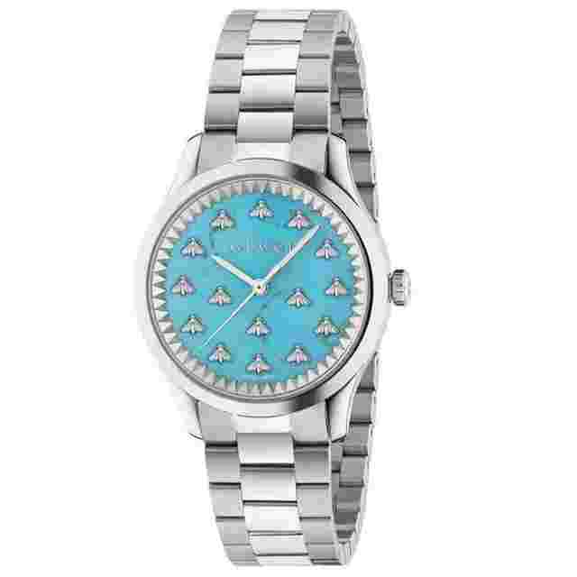 Gucci G-Timeless
                           
                                 Turquoise Stone Dial Stainless Steel Watch 32mm YA1265044