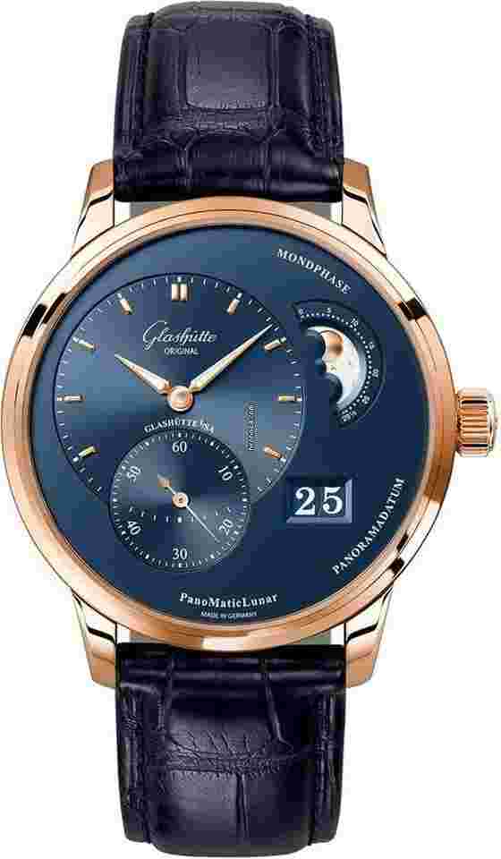 Glashütte Original PanoMaticLunar
                           
                                 Blue 40mm Red Gold Men’s Watch 1-90-02-11-35-61