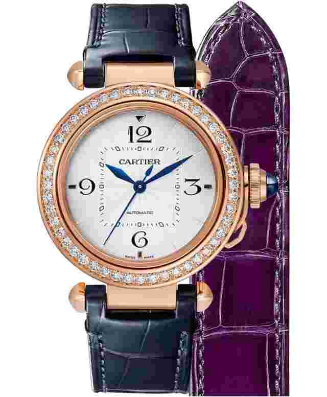 Cartier Pasha
                           
                                 de Cartier 35mm Rose Gold Diamond Blue Alligator Ladies Watch WJPA0012