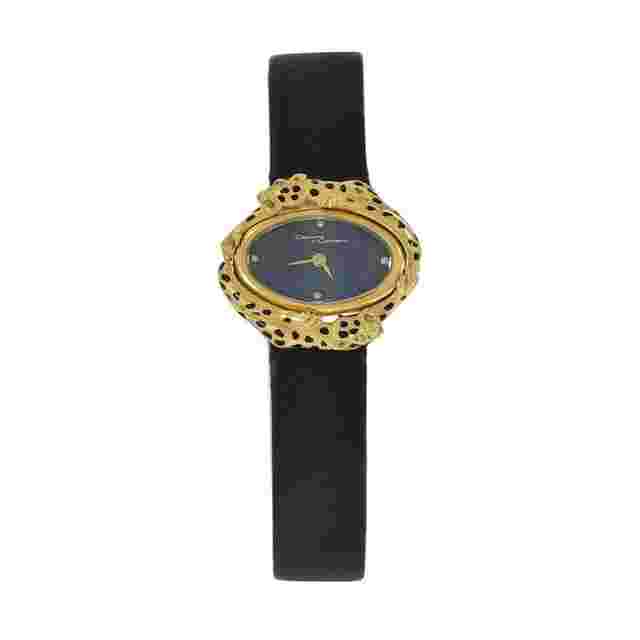 Carrera y Carrera 18K Yellow Gold Leopard Watch with Diamond Markers