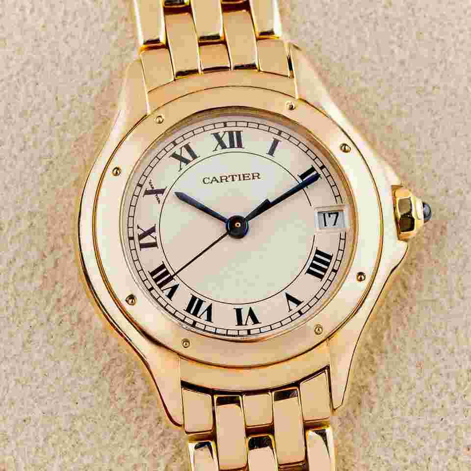 Cartier Cougar
Panthere Cougar 18k Yellow Gold 26mm Ladies Watch & Box Ref. 887906