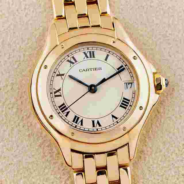 Cartier Cougar
                           
                                 Panthere Cougar 18k Yellow Gold 26mm Ladies Watch & Box Ref. 887906