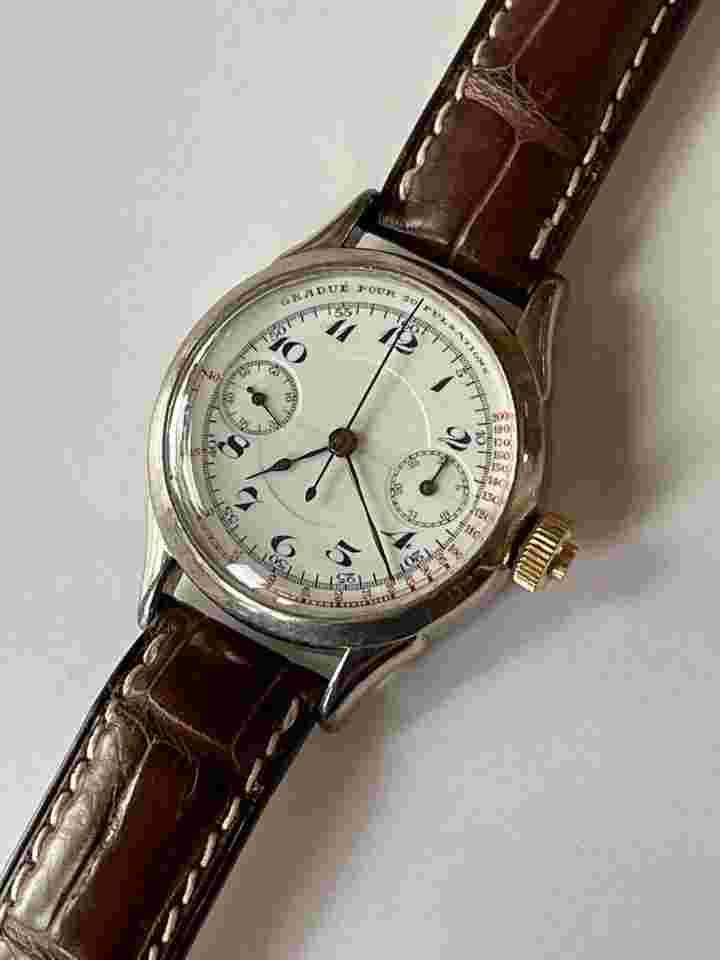 Anonymous Chronograph 30 Pulsations Pulsometer Doctors Medicare Art Deco Monopusher Valjoux 23 Swiss