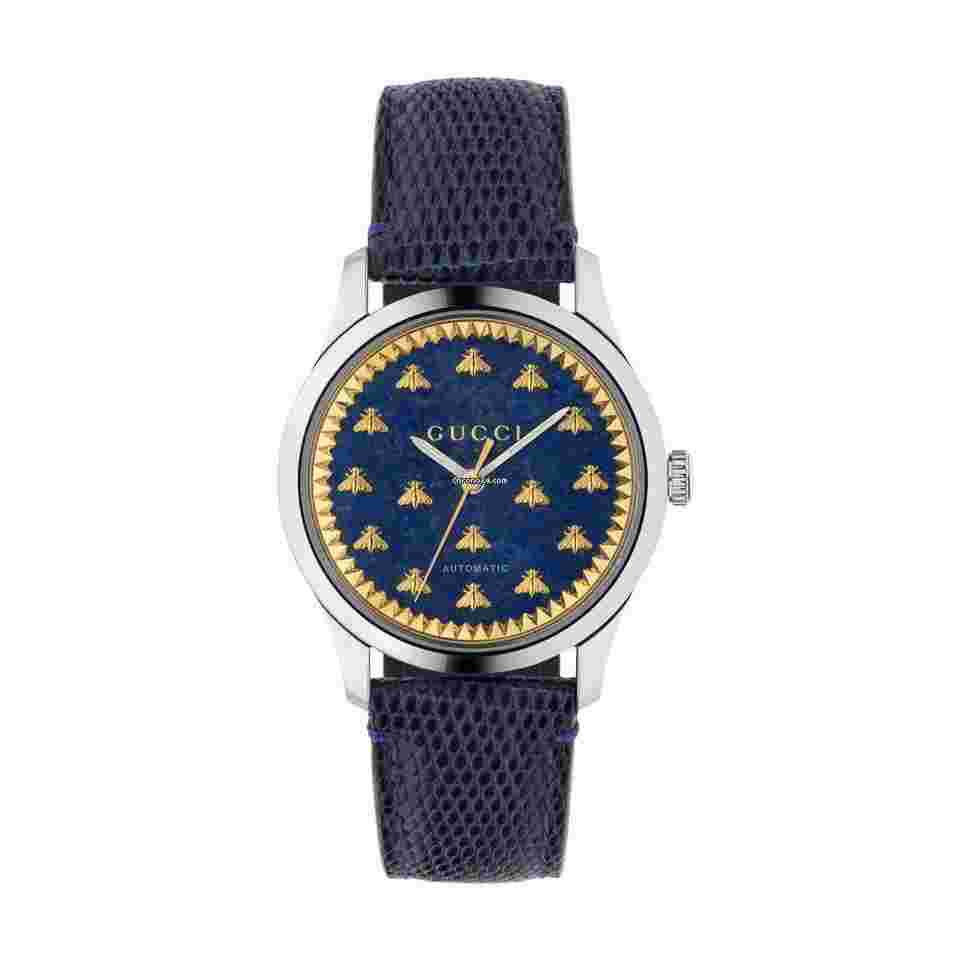 Gucci G-Timeless
                           
                                 Blue Lapiz & Gold Bee Motif Automatic Unisex Watch YA1264122