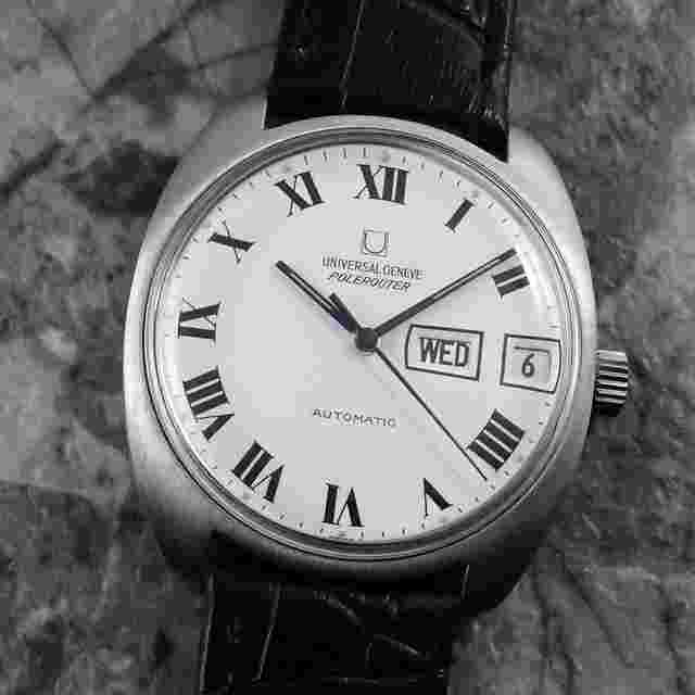 Universal Genève Polerouter
                           
                                 AUTOMATIC white roman index vintage watch Microtor