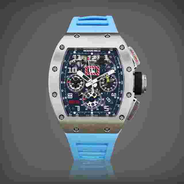 Richard Mille RM 011
                           
                                 Felipe Massa Edition Annual Calendar Chronograph Flyback Grade 5Titanium Miami Blue