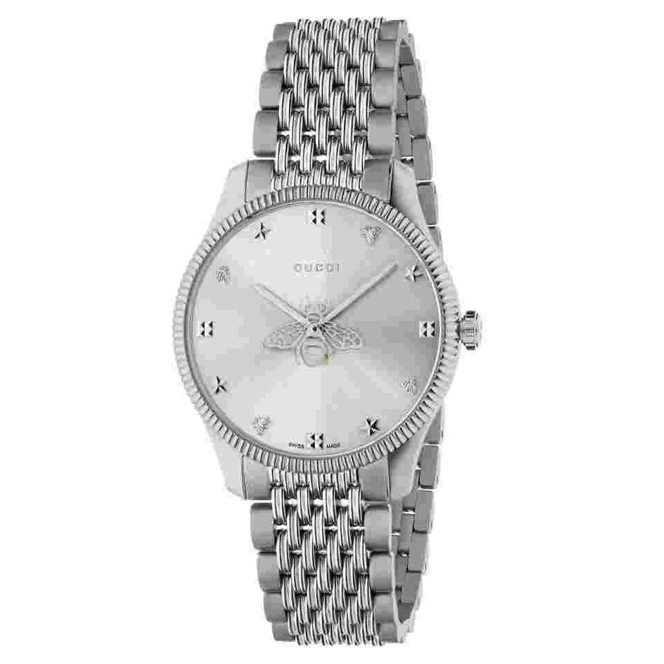 Gucci G-Timeless
                           
                                 Slim Silver Dial Stainless Steel Watch YA1264153