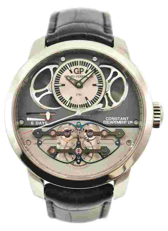 Girard Perregaux Bridges
                           
                                 Constant Escapement LM In Titanium on Black Leather Strap with Black Openworked Dial