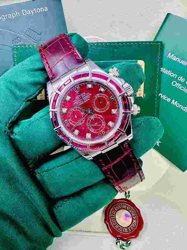 Rolex Daytona
                           
                                 116589SALV White Gold Ruby Set Bezel Rubellite Dial