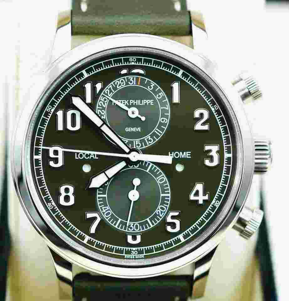 Patek Philippe Calatrava
NEW 2024 Calatrava Pilot Travel Time Chronograph 18KT WHITE GOLD 5924G GREEN DIAL