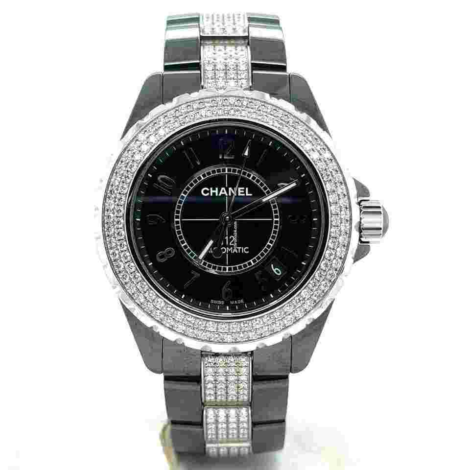 Chanel J12
                           
                                 Automatic 38mm Black Ceramic Diamond Bezel & Links Men's Watch H1339