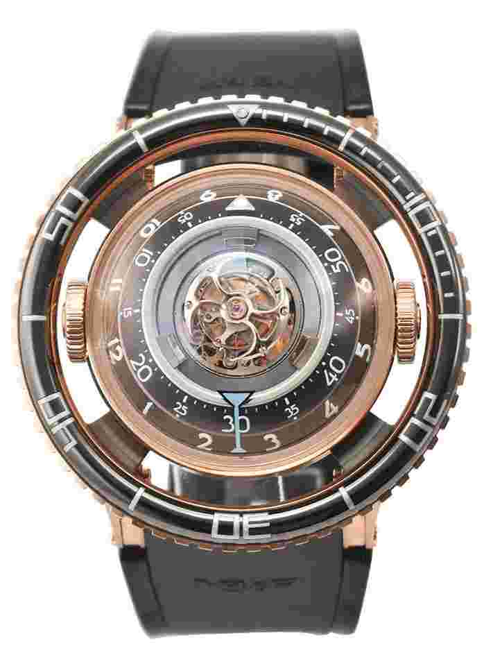 MBandF Aquapod in Rose Gold - Limited Edition of 66 on Strap with Black Dial