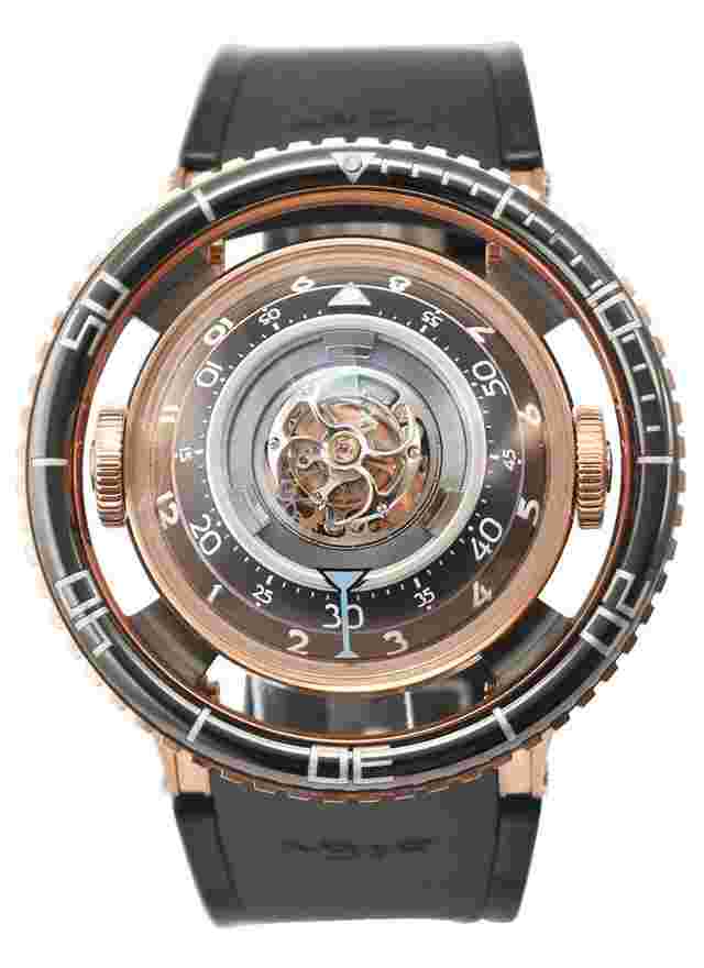 MBandF Aquapod in Rose Gold - Limited Edition of 66 on Strap with Black Dial