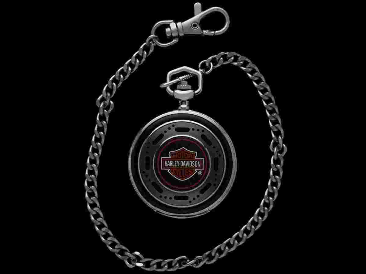 Franklin Mint Owned & Used By ZZ TOP'S Dusty Hill - Harley Davidson Chrome Pocket Watch 
