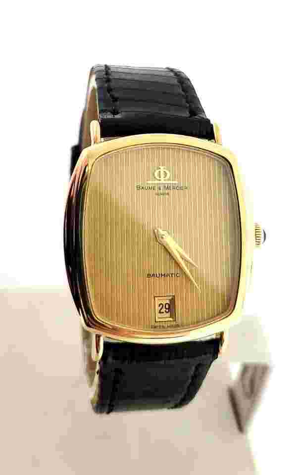 Baume & Mercier
Solid Mens 18k BAUME & MERCIER Baumatic Micro Rotor Watch 1980s Ref 37204 EXLNT