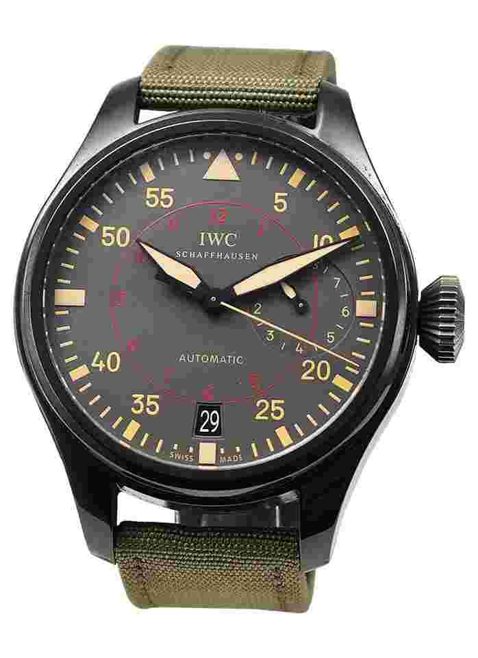 IWC Big Pilot Top Gun Miramar
in Black Ceramic on Green Fabric Strap with Anthracite Dial