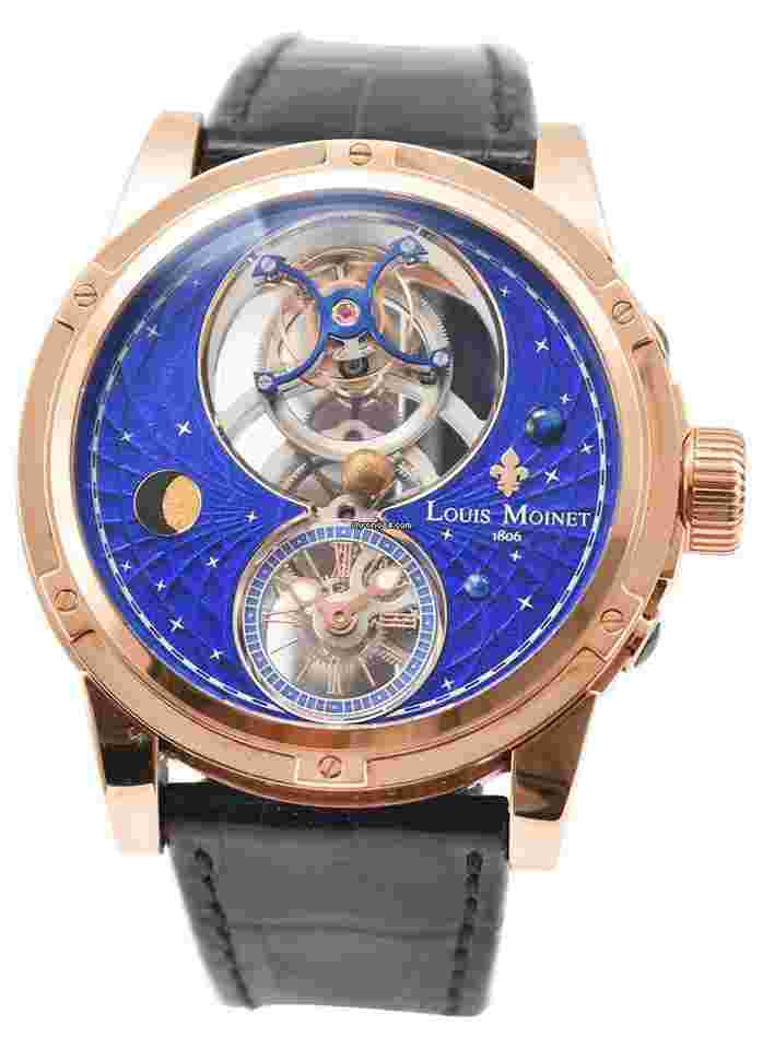 Louis Moinet
                           
                                 Space Mystery Satellite Tourbillon in Rose Gold - Limited Edition of 8 on Blue Alligator Leather Strap with Magic Blue Dial