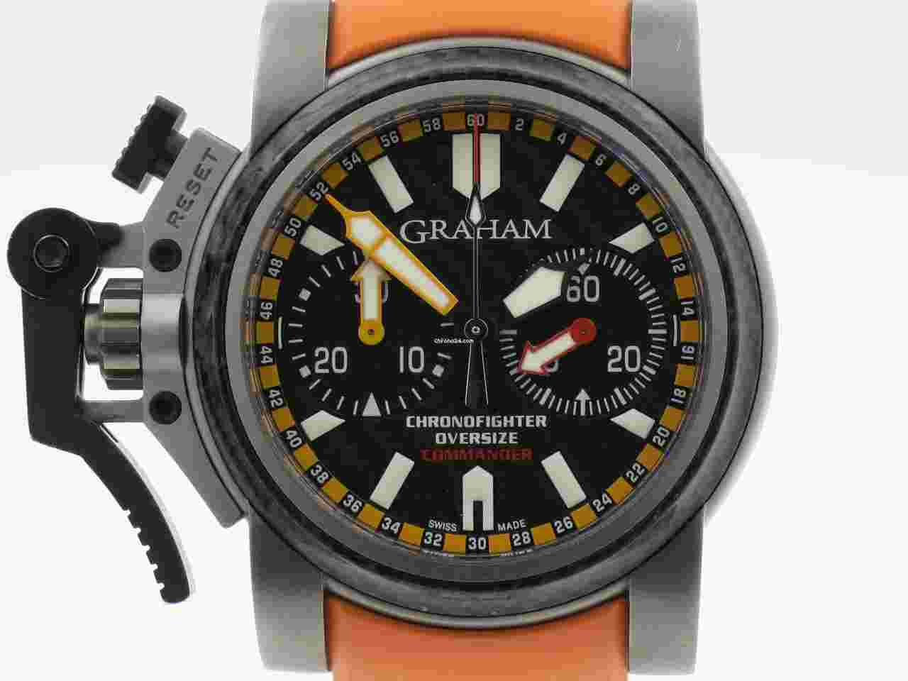 Graham Chronofighter Oversize
                           
                                 Commander" Titanium/carbon 46mm. case/orange strap