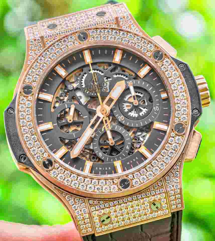 Hublot Big Bang Aero Bang
44 Rose Gold $58K MSRP FACTORY DIAMONDS Boxes Chronograph Alligator