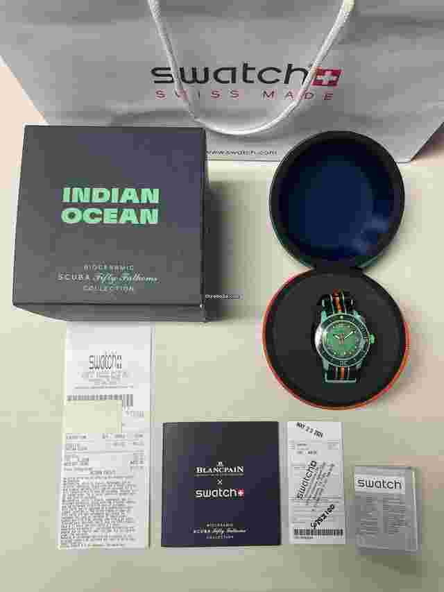 Swatch Scuba Fifty Fathoms BLANCPAIN X SWATCH INDIAN OCEAN with Receipt Box and Papers