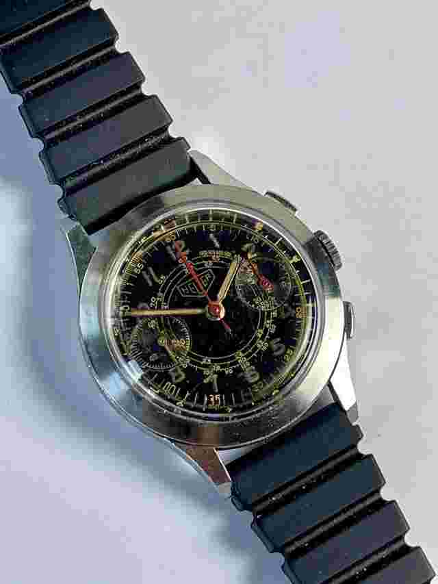 Heuer
                           
                                 Ed.Heuer Chronograph Military Aviation Pilot WWII Valjoux23 Black Dial Swiss Made