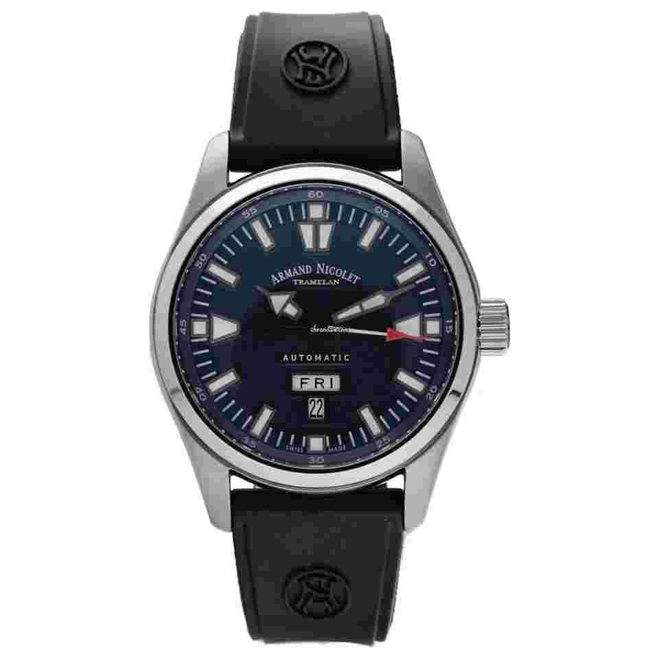 Armand Nicolet J09
                           
                                 9640M-BU-G9660 Stainless Steel 43mm Rubber Automatic Men's Watch