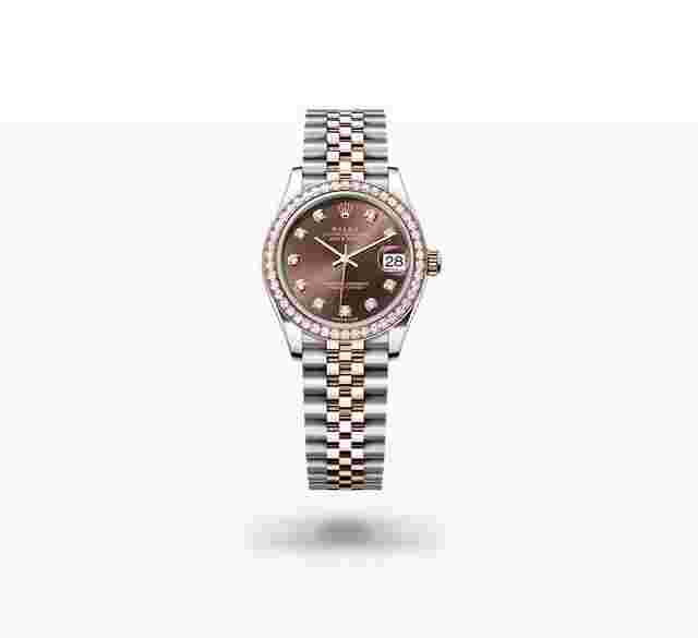 Rolex Datejust 31
                           
                                 NEW 2024 Chocolate Brown Diamond Dial Diamond Bezel Two Tone Rose Gold Jubilee