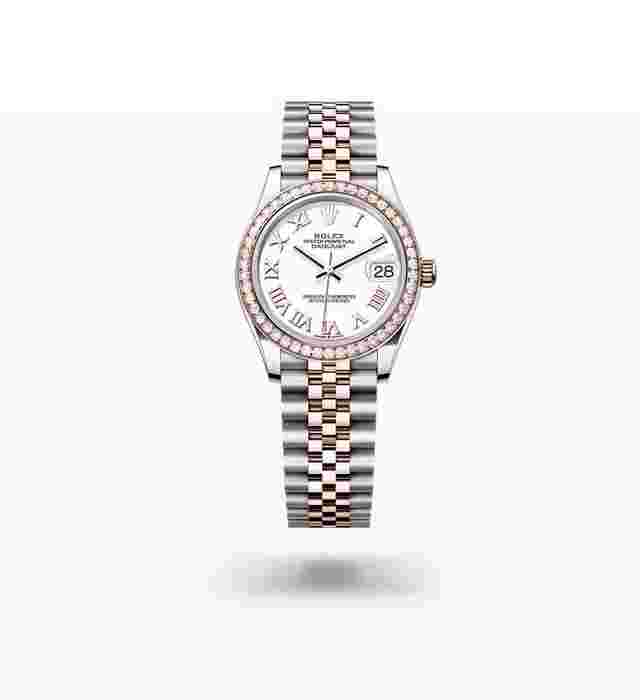 Rolex Datejust 31
                           
                                 NEW 2024 White Roman Dial Diamond Bezel Two Tone Rose Gold Jubilee 28mm