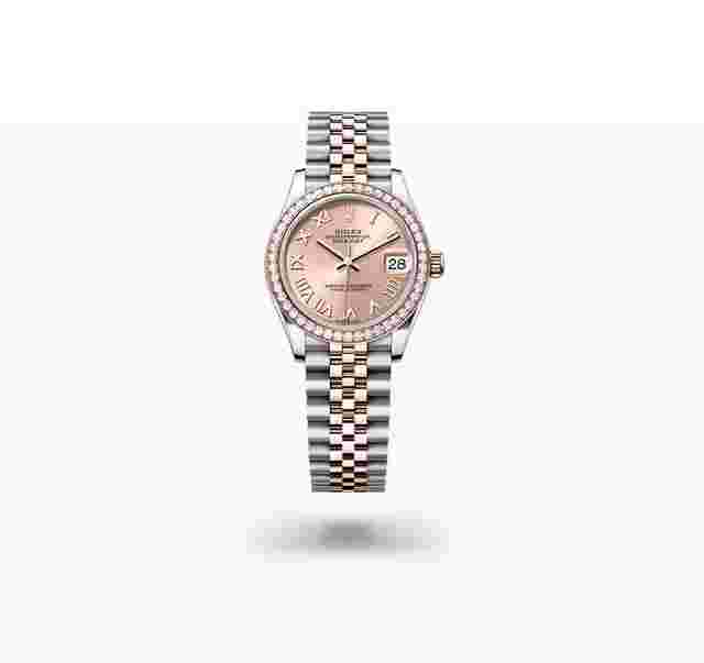 Rolex Datejust 31
                           
                                 NEW 2024 Sundust Pink Roman Dial Diamond Bezel Two Tone Rose Gold Jubilee