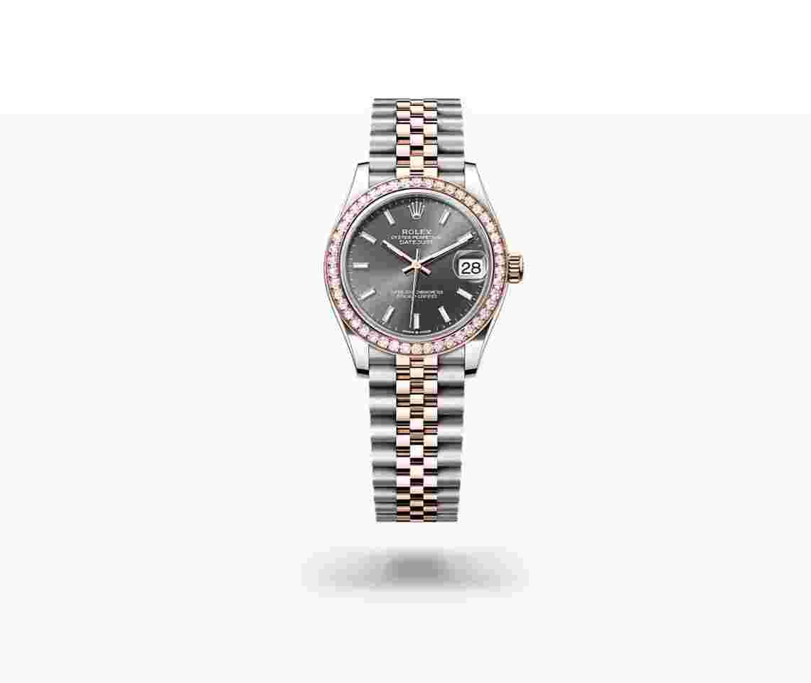 Rolex Datejust 31
NEW 2024 Rhodium Grey Index Dial Diamond Bezel Two Tone Rose Gold Jubilee