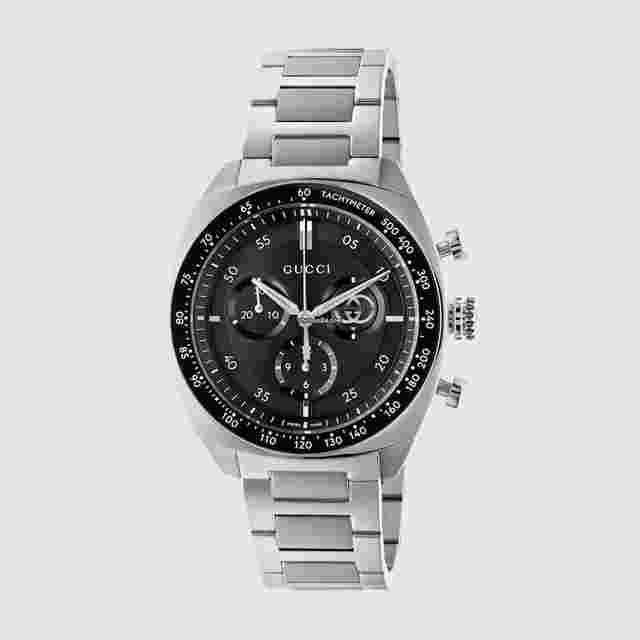 Gucci
                           
                                 Interlocking 41mm Chronograph Black Dial Stainless Steel Watch YA142316