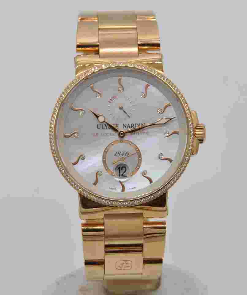 Ulysse Nardin Marine Chronometer 41mm
                           
                                 Maxi Marine Chronometer 18k Rose Gold MOP Diamonds 266-66 Bracelet