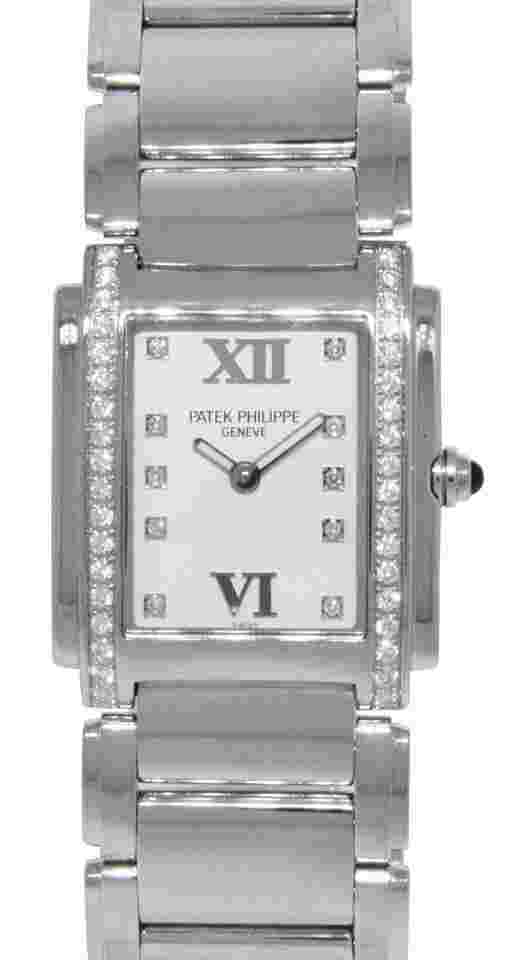 Patek Philippe Twenty~4
                           
                                 Steel & Diamond Timeless White Ladies Watch 24 4910/10A