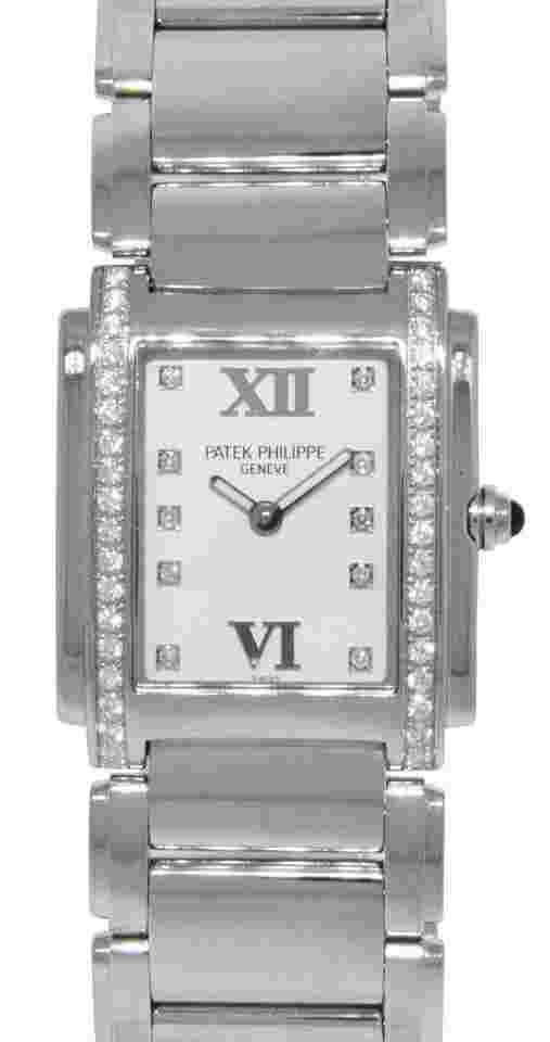 Patek Philippe Twenty~4
                           
                                 Steel & Diamond Timeless White Ladies Watch 24 4910/10A