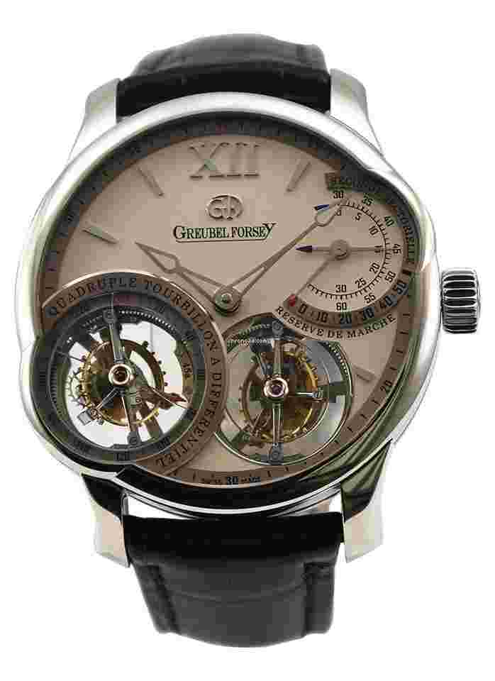 Greubel Forsey Quadruple Tourbillon
                           
                                 in Platinum (Originally Sold June 2011) on Black Crocodile Leather Strap with Silver Dial (Factory overhaul w 2 year factory warranty)