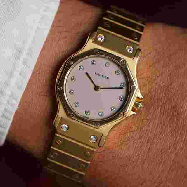 Cartier Santos
                           
                                 Octagonal Santos in 18K Yellow w Diamonds Dial
