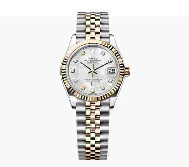 Rolex Datejust 31
                           
                                 NEW 2023 Mother of Pearl Diamond Dial Two Tone Yellow Gold Fluted Jubilee