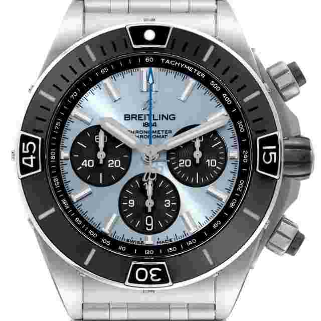 Breitling Chronomat
                           
                                 B01 Ice Blue Dial Steel Mens Watch PB0136 Box Card