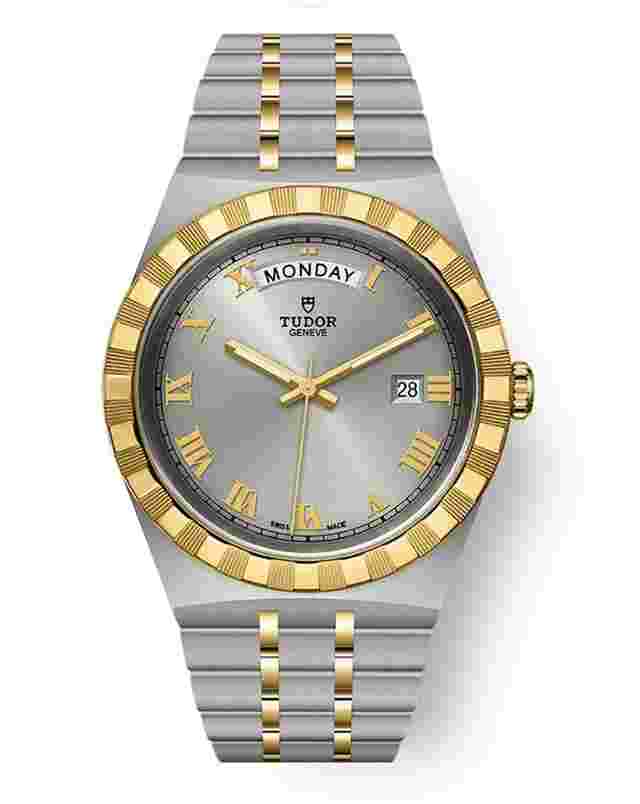 Tudor Royal
                           
                                 Unworn Royal 41mm Silver Roman Dial Two Tone Yellow Gold Bracelet 26803 Box & Papers 2024