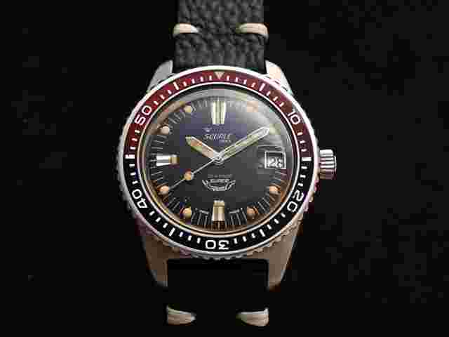 Squale Very Rare Vintage Super Squale 300 Swiss Helium Valve On Crown Watch 60's