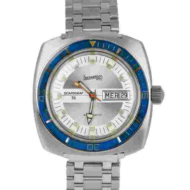 Eberhard & Co.
                           
                                 Vintage Eberhard & Co. Scafograf 36 Silver Blue 40mm Stainless Watch 26606-274