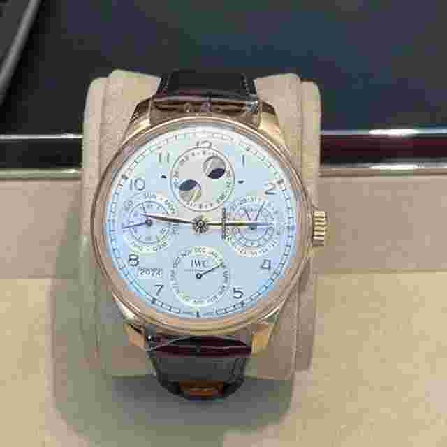IWC Portuguese Perpetual Calendar
                           
                                 PORTUGIESER PERPETUAL CALENDAR 44mm 18 ct Armor gold IW503701pink rose automatic men's