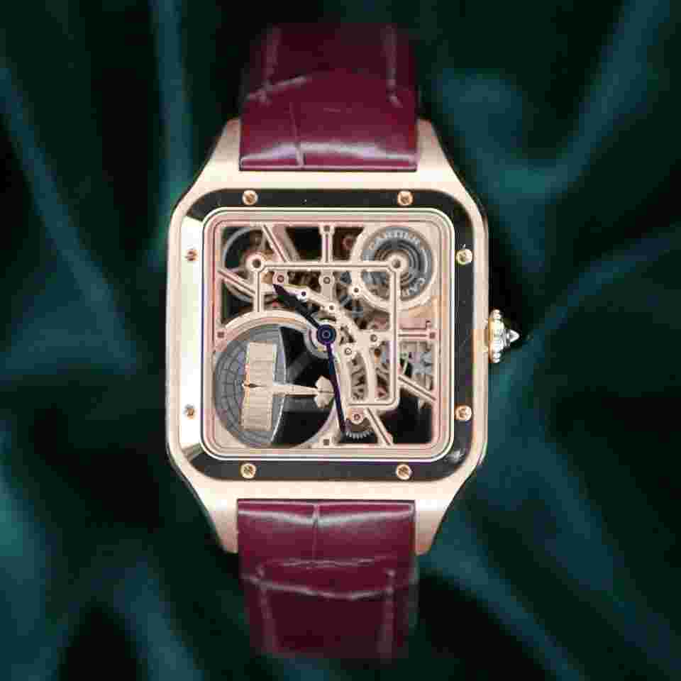 Cartier Santos Dumont
COMPLETE SET MINT CONDITION Santos Dumont 41mm Skeleton Micro Rotor Rose Gold WHSA0030