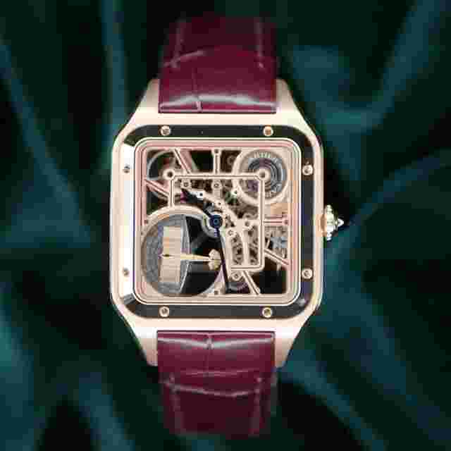 Cartier Santos Dumont
                           
                                 COMPLETE SET MINT CONDITION Santos Dumont 41mm Skeleton Micro Rotor Rose Gold WHSA0030