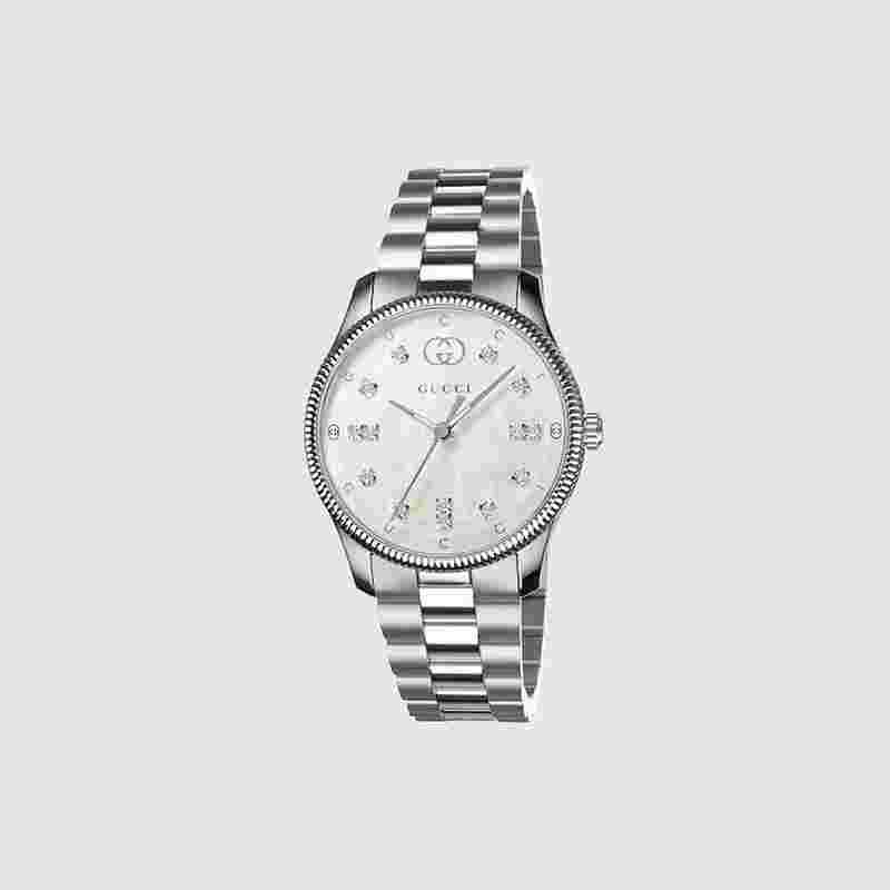 Gucci G-Timeless
                           
                                 29mm White Mother of Pearl Dial Stainless Steel Watch YA1265064