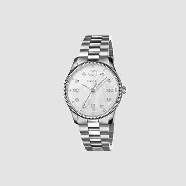 Gucci G-Timeless
                           
                                 29mm White Mother of Pearl Dial Stainless Steel Watch YA1265064