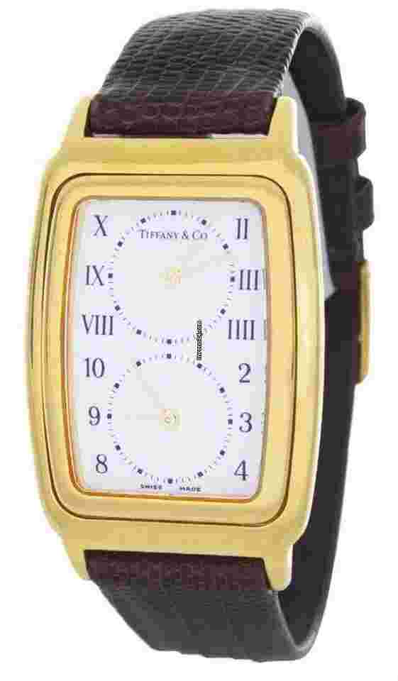 Tiffany
                           
                                 & Co Unisex Rectangle Two Time Zones White Dial Swiss Quartz Watch