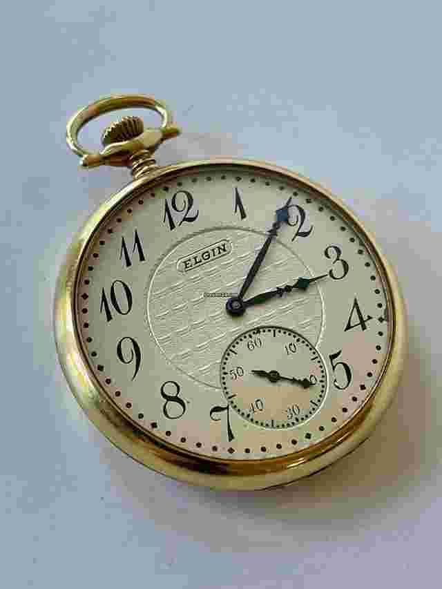 Elgin
                           
                                 Solid 14K(585)K Gold Art Deco Two Tone Two levels Silver Dial Made in USA